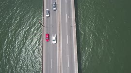 Incredible capture of moving cars on the bridge that connects the cities of Vitória and Vila Velha in Brazil