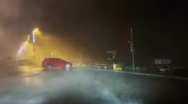 UK: Storm Arwen Brings Strong Rains Causing Low Visibility In Scotland Coastal Area