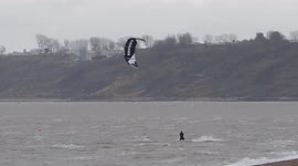 Kite surfer takes on strong winds from Storm Arwen in Kent