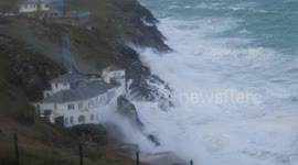 Storm Arwen 27th November 2021. Cornwall coastal battering property near Lewannick Lodge hotel at Lewannick cove Newquay UK
