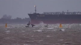 Storm Arwen batters shipwreck SS Richard Montgomery off Kent, UK