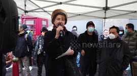 Kate Hudson of CND against AUKUS against Nuclear war rally, No to New Cold War - Stop Racism - Stop Asian Hate, Chinatown London