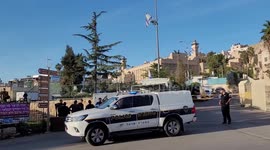 Israeli forces gather at Ibrahimi mosque ahead of the visit of the Israeli President Isaac Herzog to the holy site