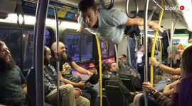 Incredible gymnast is able to perform elite calisthenics position wherever he goes