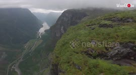 'FPV drone footage PERFECTLY showcases the heavenly view from a 
Norwegian Mountain
'