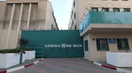 The close of the UNRWA headquarters during a protest demanding their rights, in Gaza City