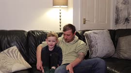 Dad and son have told how their car was ruined after charged by angry RHINO