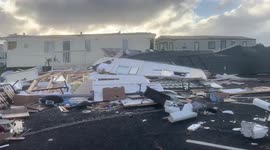 Smashed up caravan park and fallen trees in Berwick-upon-Tweed