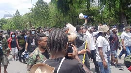 Dozens of West Papuan people took action to commemorate the 60th anniversary of the West Papua Declaration of Independence in front of the United States Embassy, Central Jakarta