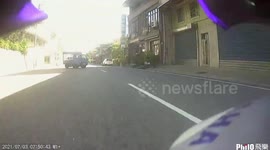 CLOSE CALL: Truck driver attempted to U-turn causing the moped rider to react fast (Dashcam Video)