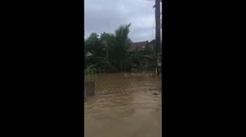 People risked their lives to wade through flood water 1.5 meters high to move to a safe place