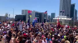 AUS: People Who Lost Jobs Due To Vax Mandate Leave Uniforms In Protest Outside Parliament House In Perth