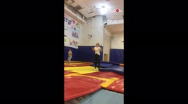 'Hero with lightning-fast reflexes saves girl from injuring her neck on trampoline'