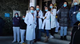 Madrid health staff protest at the Ramón y Cajal Hospital against the dismissals of the President of the Community of Madrid Isabel Díaz Ayuso in Madrid on 2nd December, 2021.
