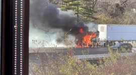 Blazing tractor trailer fire extinguished by brave firefighters in St. Louis