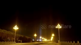Unusual colourful light columns appear in sky in northern China