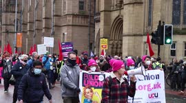 Staff and students march in massive university strike in Manchester