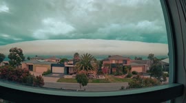 Stunning fast moving shelf cloud approaching the horizon in Melbourne, Australia