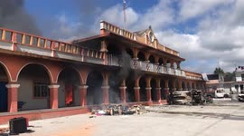 Protesters set fire to Calcahualco City Hall in Veracruz, Mexico