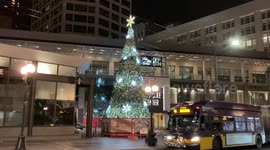 Seattle Christmas Street Lights at Night