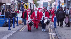 Christmas Santa Parade in Sheerness, Kent, UK
