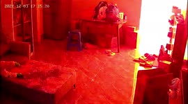 Chinese mother luckily escapes injuries as baby's cry brings her out of kitchen seconds before explosion