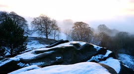 Magical winter wonderland at Black Rocks after morning snow Near Wirksworth & Cromford in the Derbyshire Dales