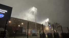 US: Lake-Effect Snow With Strong Wind Batters Football Field In Buffalo, NY