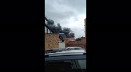 Massive fire at car workshop in London, UK