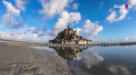 'Incredible view of the magical 'Mont-Saint-Michel' island *Timelapse*'