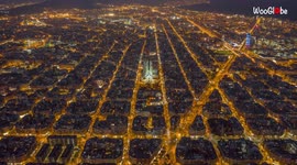 Stunning time-lapse aerial footage shows Barcelona at night