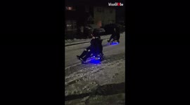 Dad fails when go-kart breaks during icy ride in UK