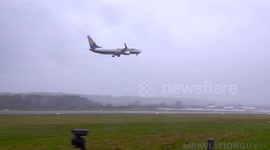 Plane Aborts Landing attempt during Storm Barra strong winds at Bristol Airport