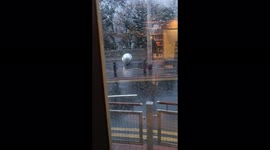 Giant silver bauble runs loose through the streets of Bray, narrowly missing a car, as Storm Barra causes havoc in Ireland