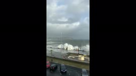 Storm Barra batters Douglas promenade on Isle of Man