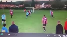 Goalkeeper makes heroic comedy save at local football game