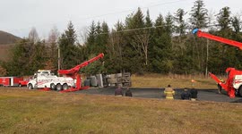 Tractor Trailer Truck Rollover accident, Coal truck, Coal Township, Pennsylvania