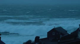 Giant waves 'the size of houses' slam into Cornish coast as Storm Barra pummels UK