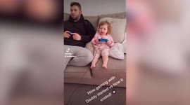 Watch as 2-year-old drops the F-bomb when playing Fortnite with her dad