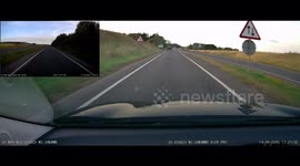 Illegal overtake on solid white lines and over hatchings at junction by impatient HGV driver