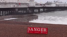 Brighton beach battered by Storm Barra's strong winds