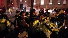 Drummers provide the beat as Kill the Bill protesters clash with police in London