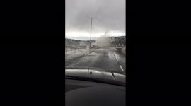 Daring driver encounters huge waves during Storm Barra on Isle of Bute