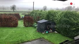 'Powerful winds brought by Storm Barra wreck metal shed '