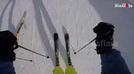 'Skier loses footing and crashes into snow 
'