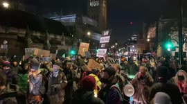 Kill the Bill protesters block the streets outside UK Parliament in London