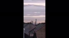 UK: Chimney Of Longannet Power Station In Fife, Scotland, Demolishes