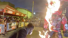 Locals burn huge devil effigy to mark start of Christmas celebrations in Guatemala