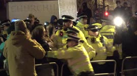 Police clash with protesters during Kill The Bill demonstration near Churchill statue in London