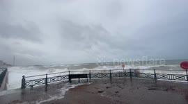 Storm Barra hits Hove in Brighton East Sussex this view towars the Palace Pier from Hove